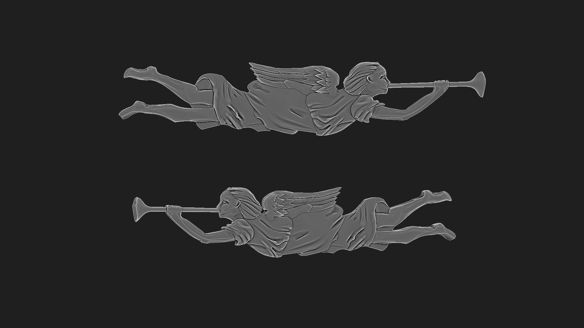  angel with trumpet 3D print model_3