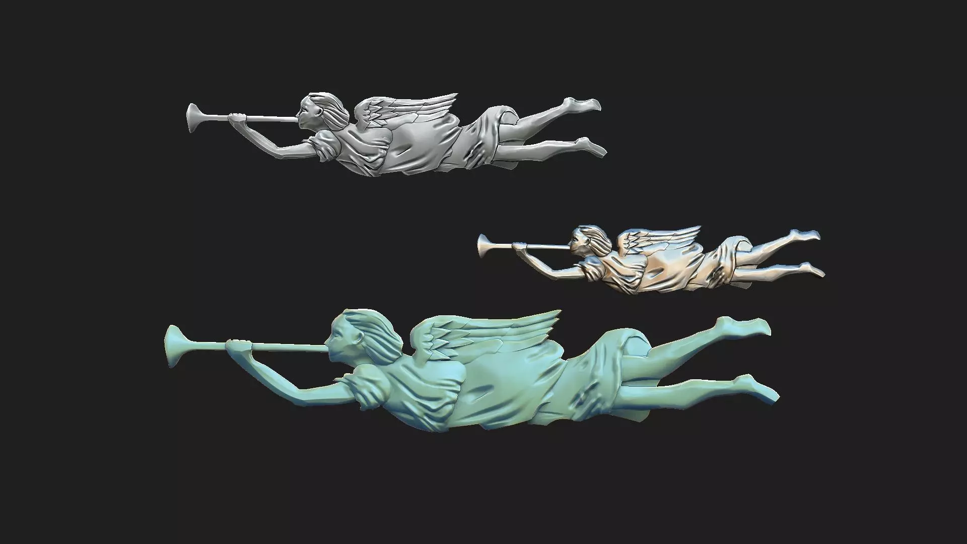  angel with trumpet 3D print model_0