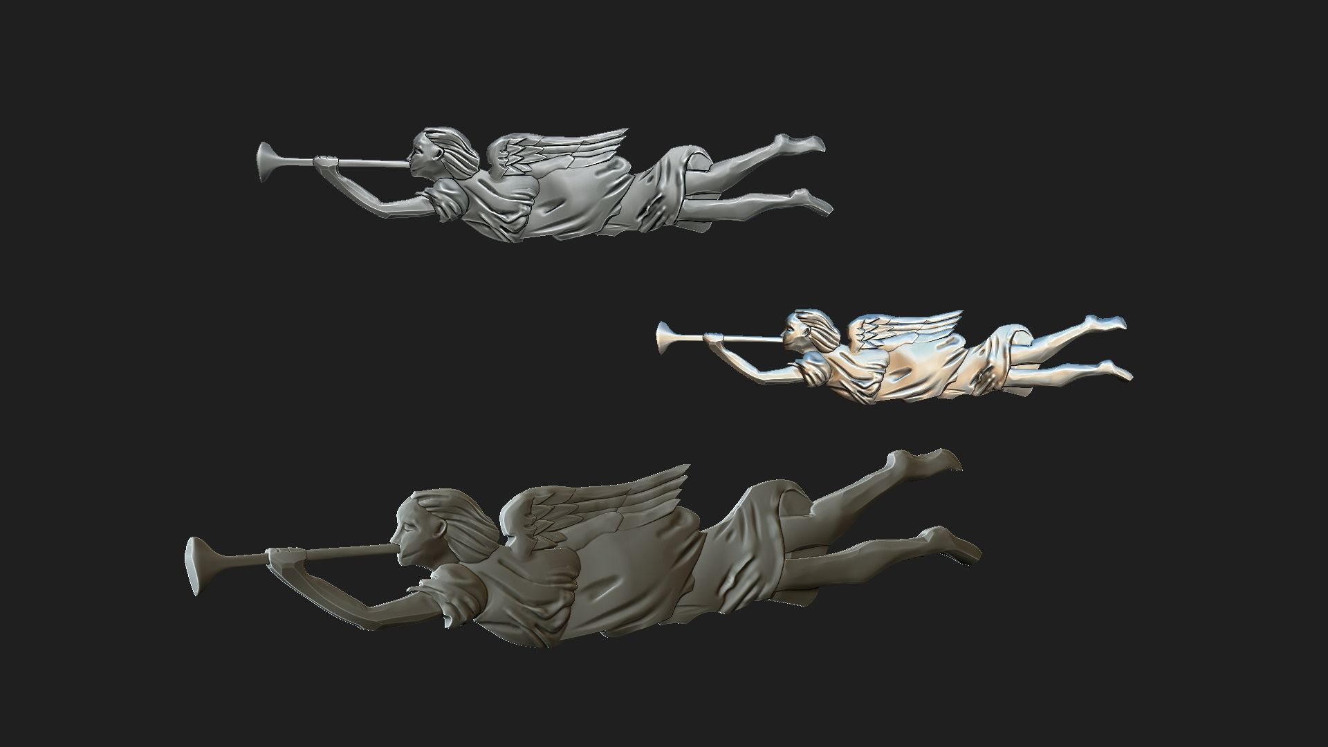  angel with trumpet 3D print model_6