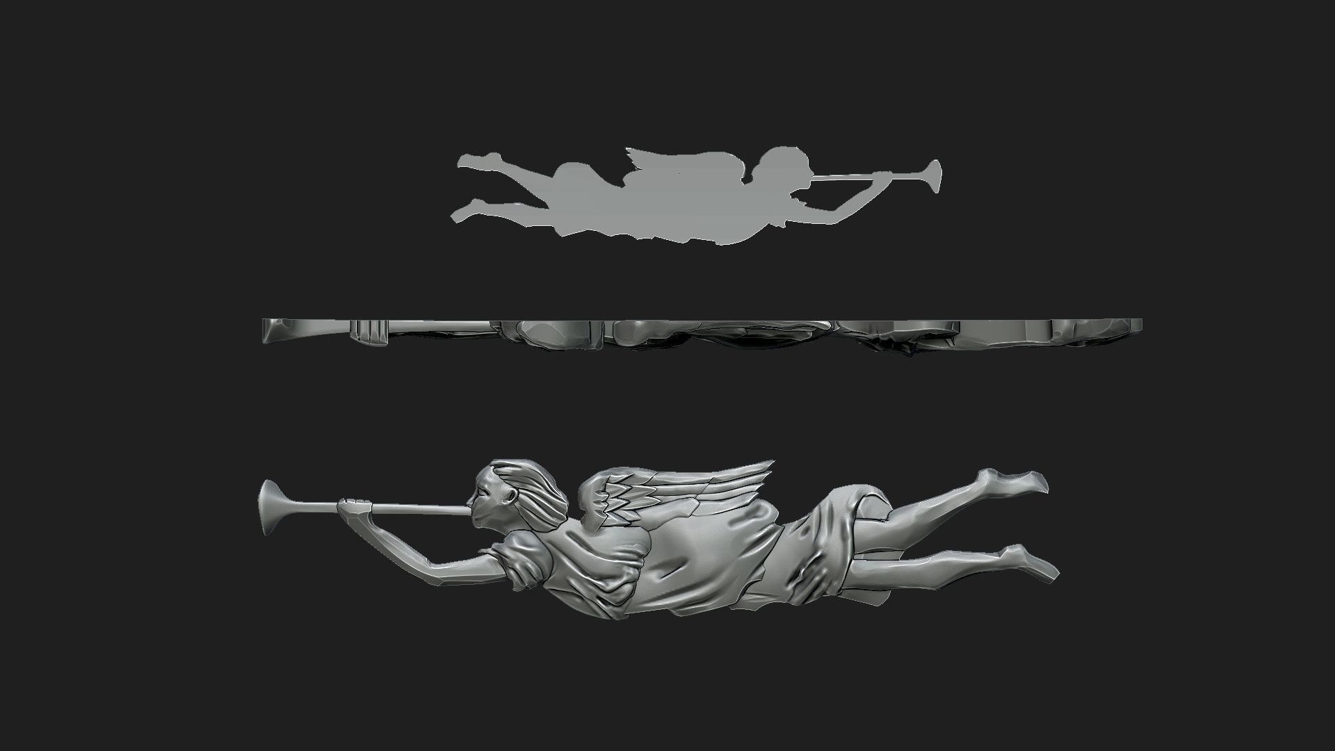  angel with trumpet 3D print model_2