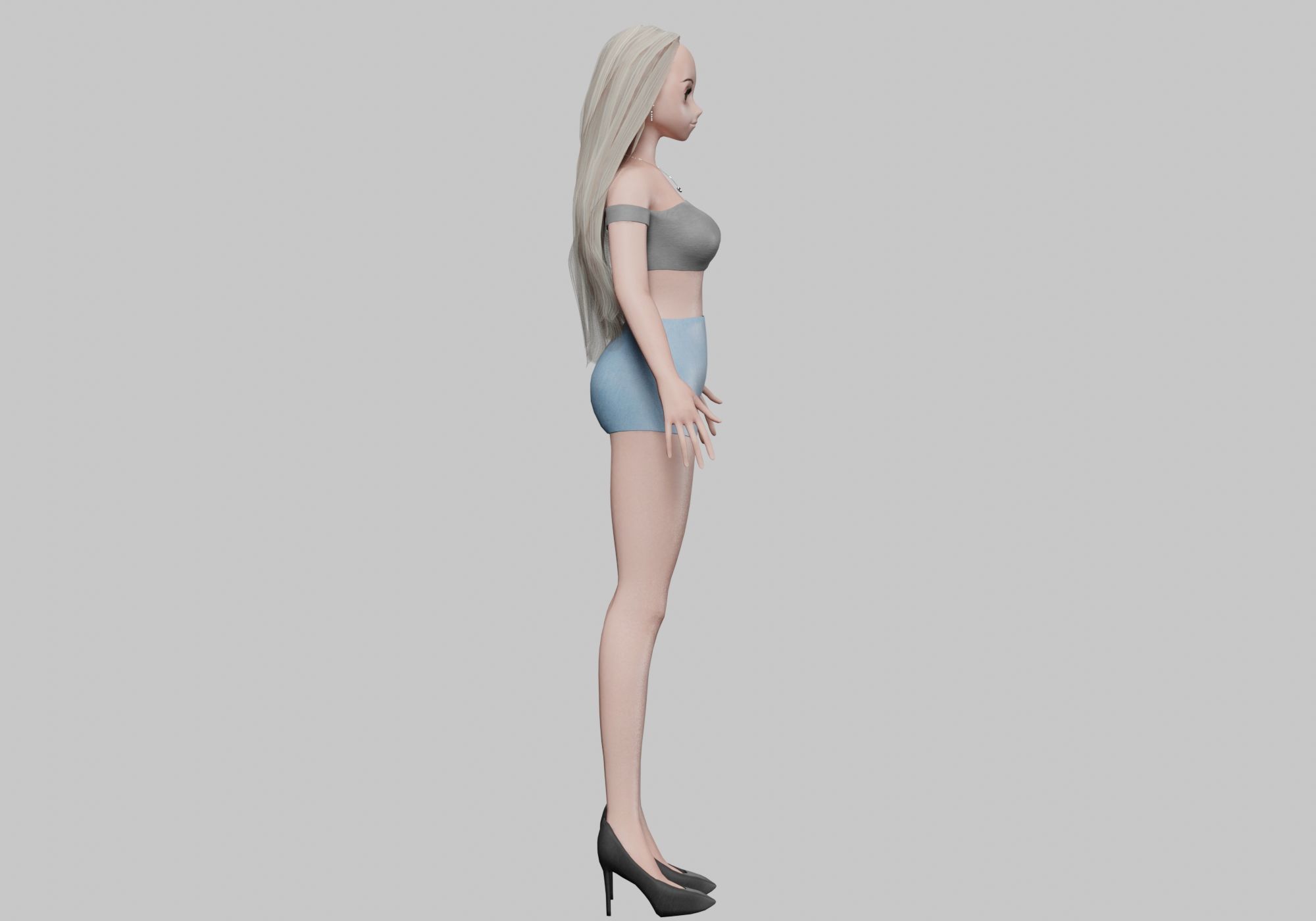 sweet blond girl V29068 Low-poly 3D model_4