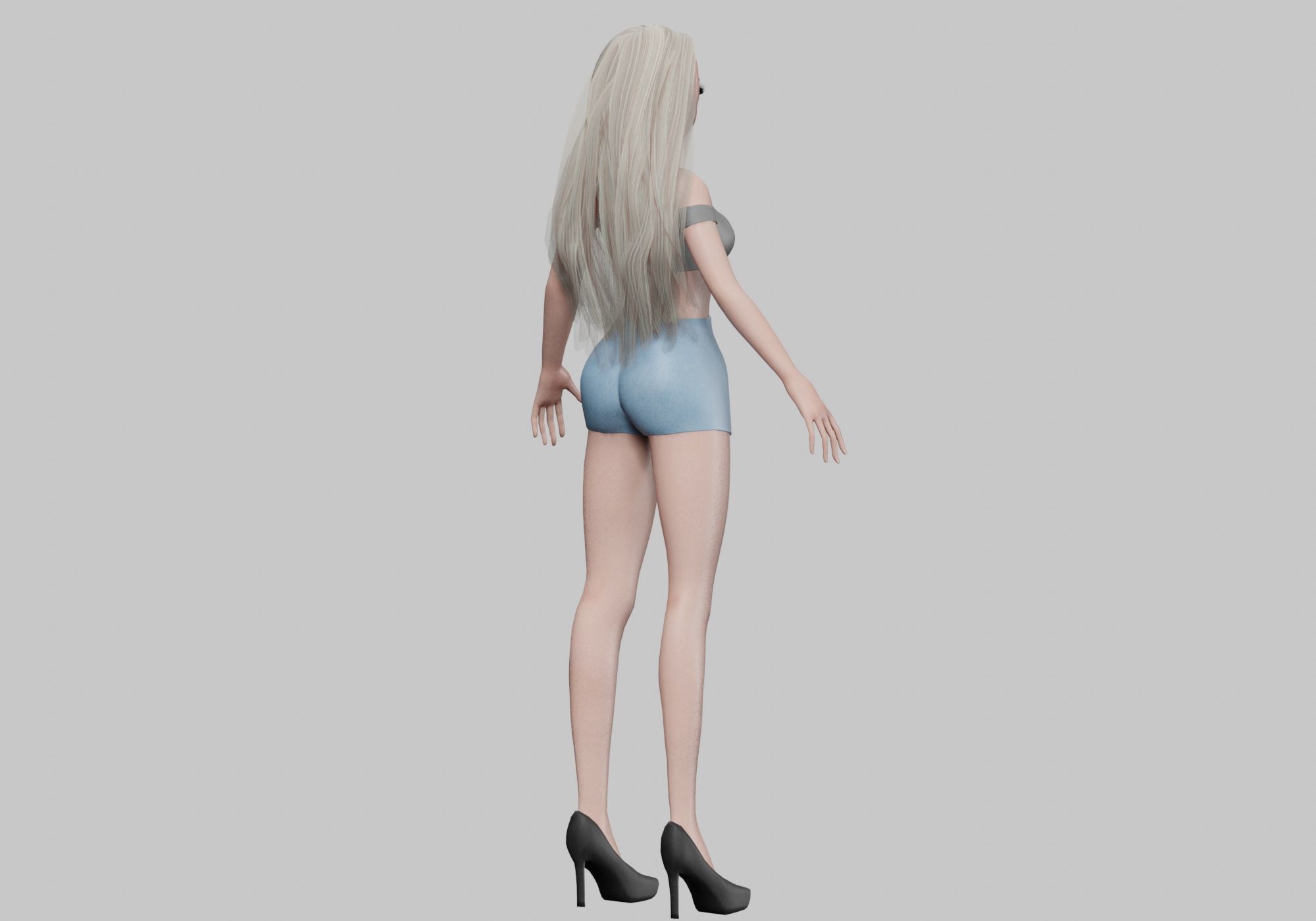 sweet blond girl V29068 Low-poly 3D model_5