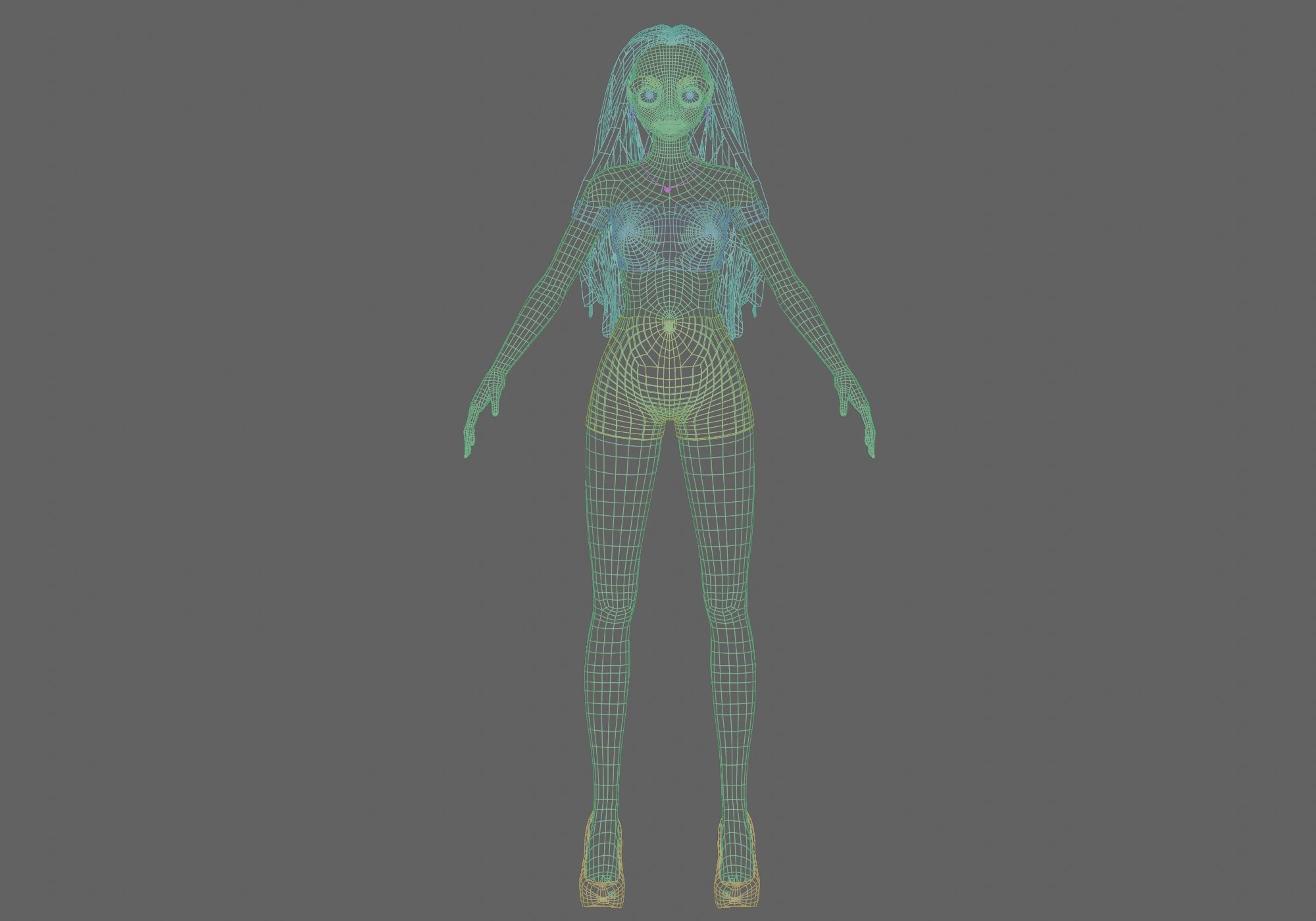 sweet blond girl V29068 Low-poly 3D model_10