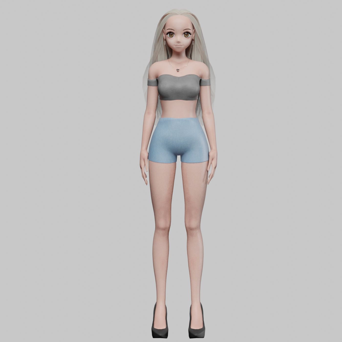 sweet blond girl V29068 Low-poly 3D model_9