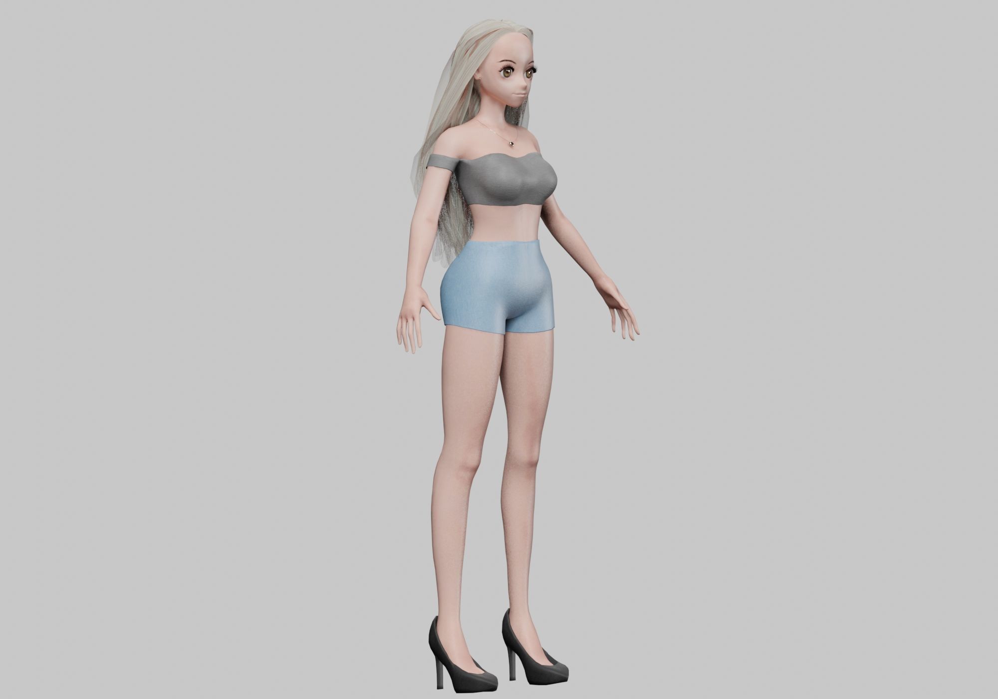 sweet blond girl V29068 Low-poly 3D model_3