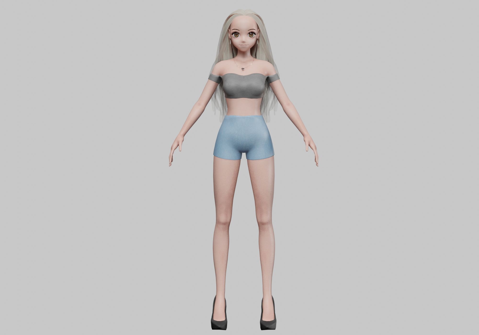 sweet blond girl V29068 Low-poly 3D model_1