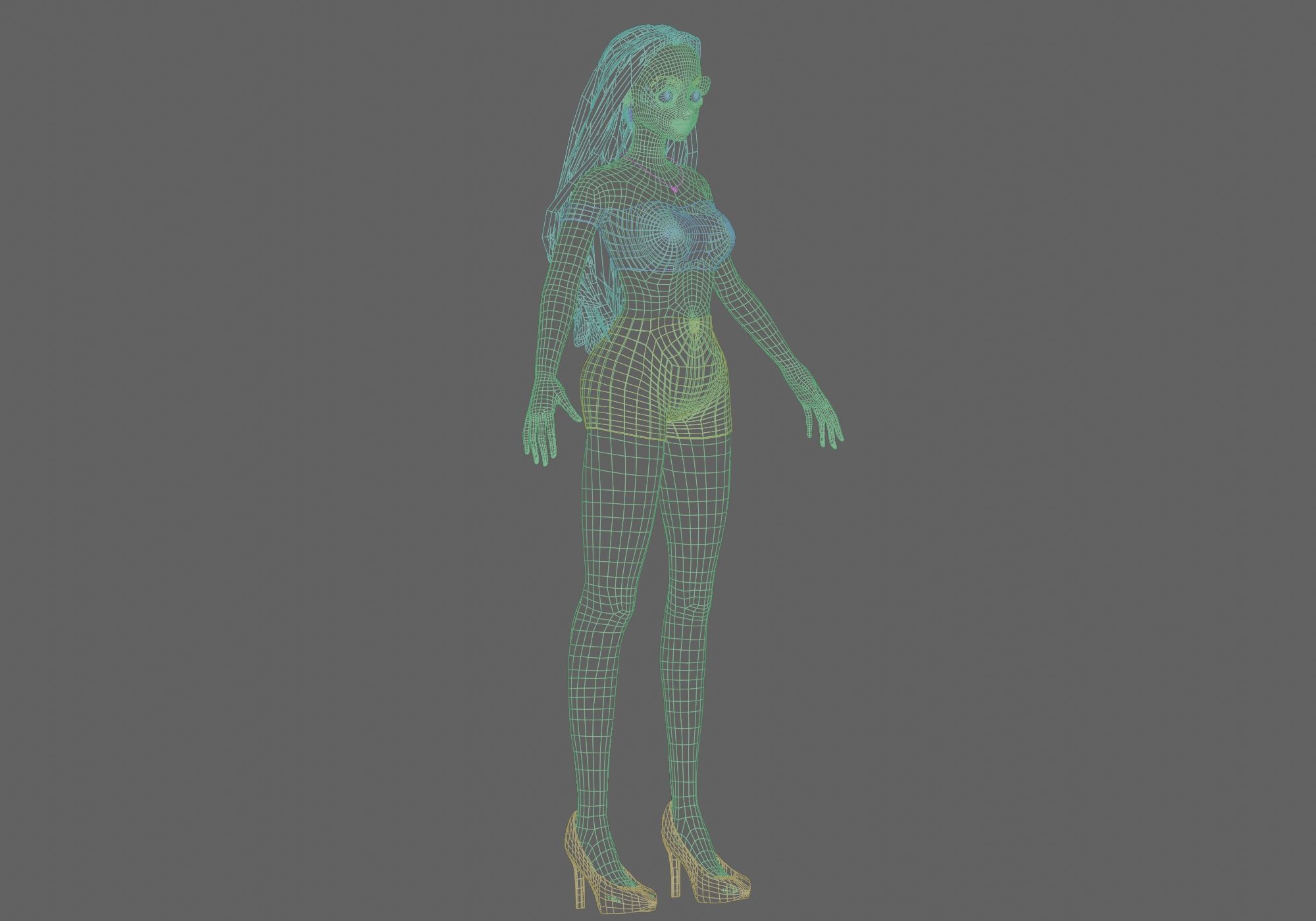 sweet blond girl V29068 Low-poly 3D model_11