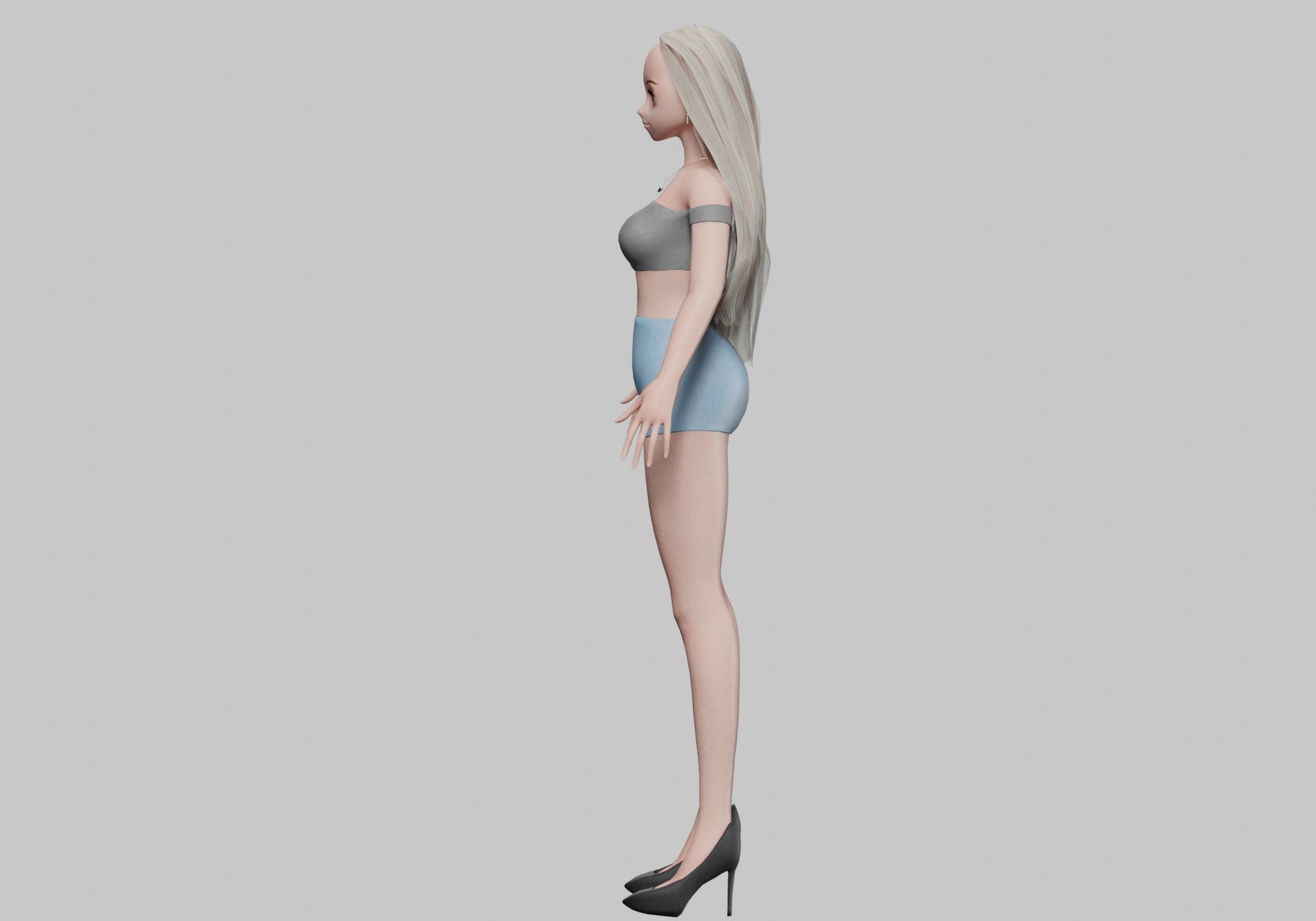sweet blond girl V29068 Low-poly 3D model_7