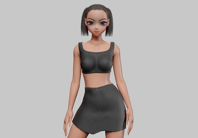Standard anime girl V18851  Low-poly 3D model
