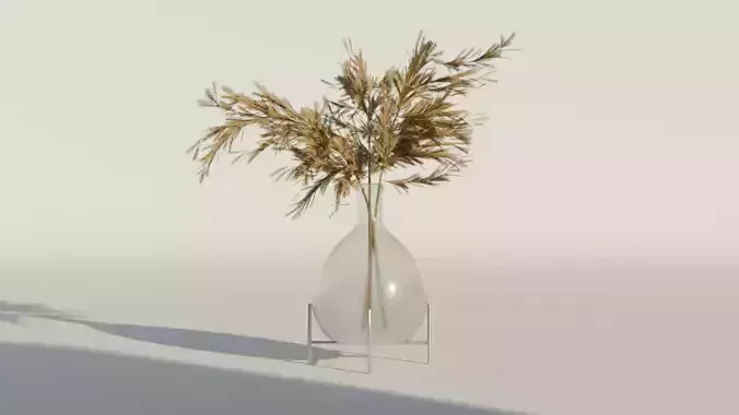 Reed in vase low-poly AR VR model Low-poly 3D model