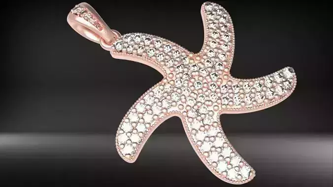 3D PAVE DIAMOND STARFISH PENDANT 