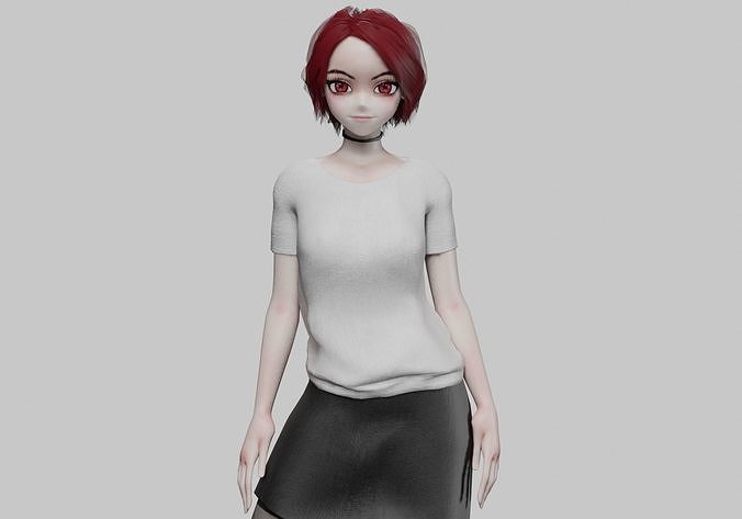 anime classic girl V32003  Low-poly 3D model