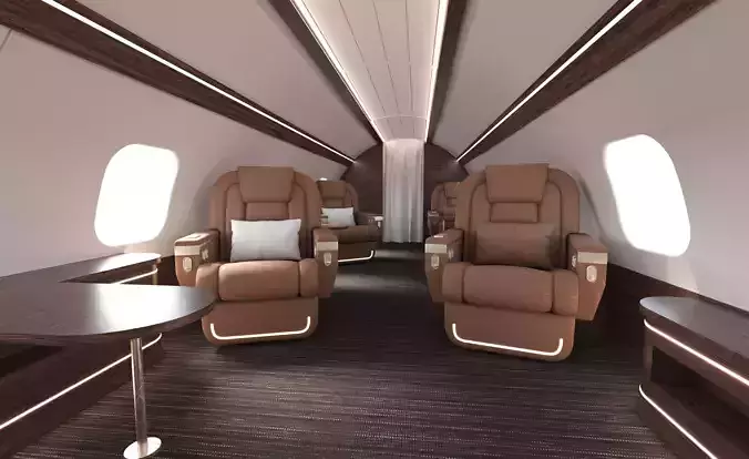 Luxory Private Jet LOW POLY BAKED TEXTURE