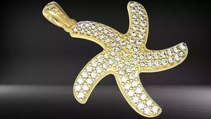 3D PAVE DIAMOND STARFISH PENDANT