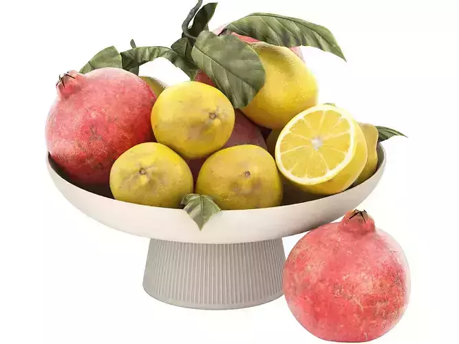 bowl of limes and pomegranates