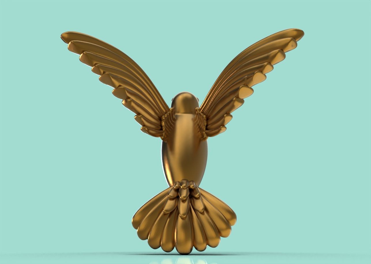 3d model of hummingbird opened wings 3D print model_4