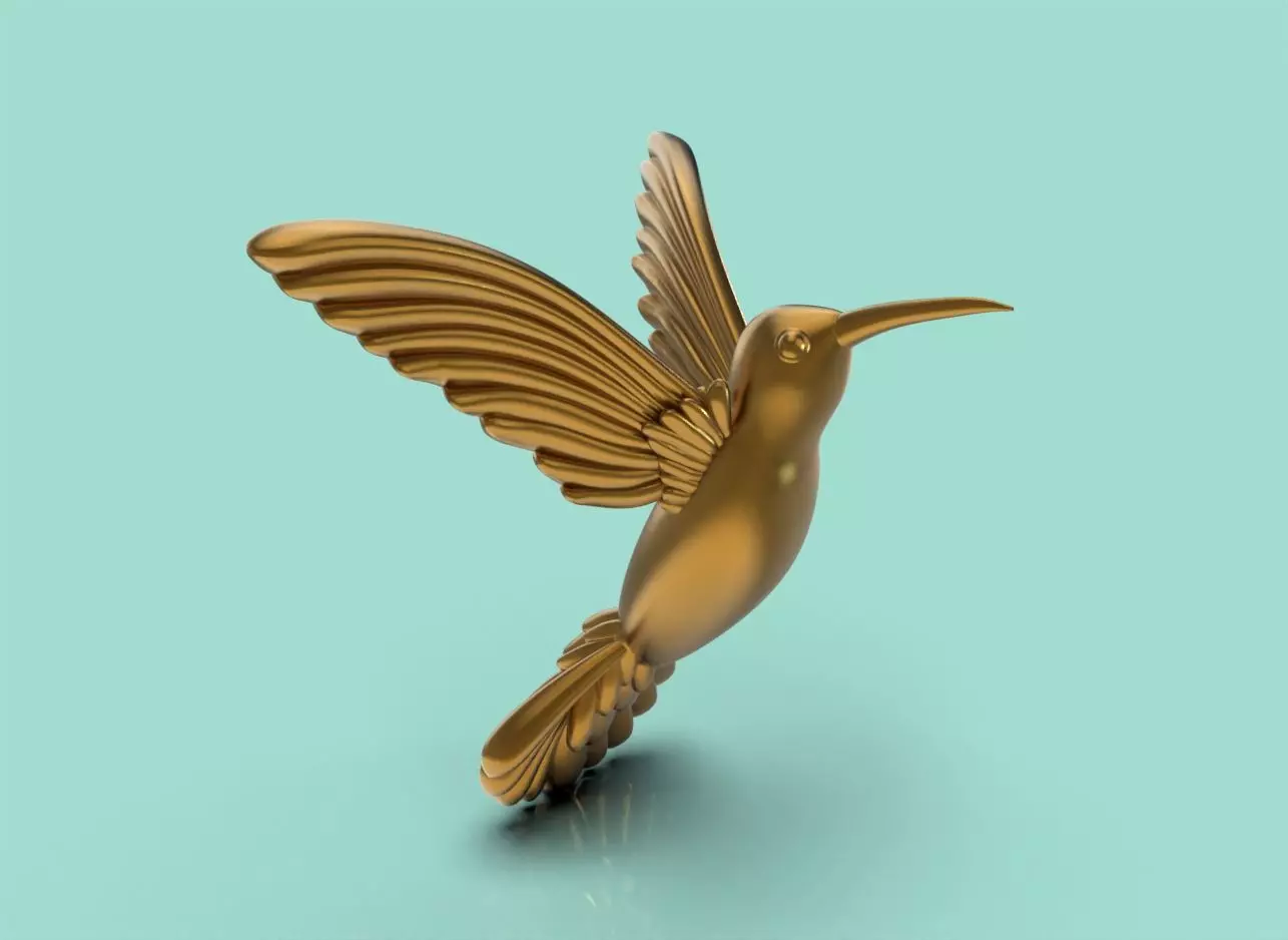 3d model of hummingbird opened wings 3D print model_0