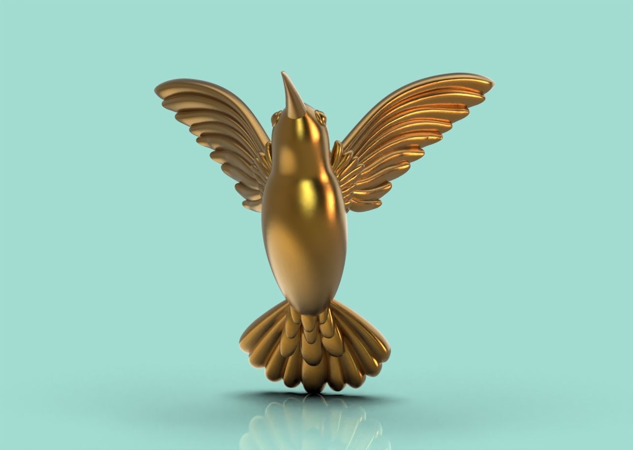 3d model of hummingbird opened wings 3D print model_1