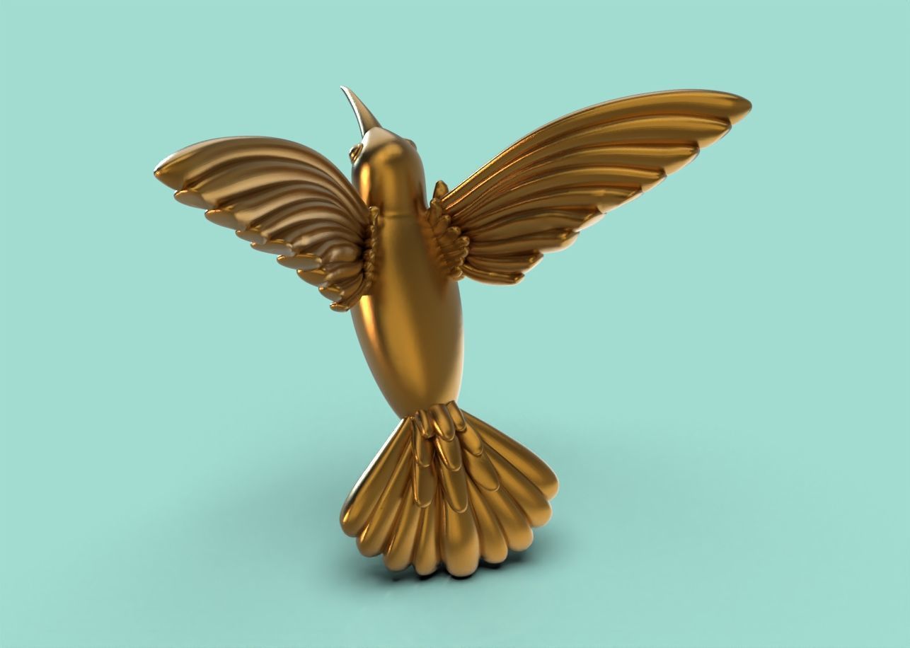 3d model of hummingbird opened wings 3D print model_3