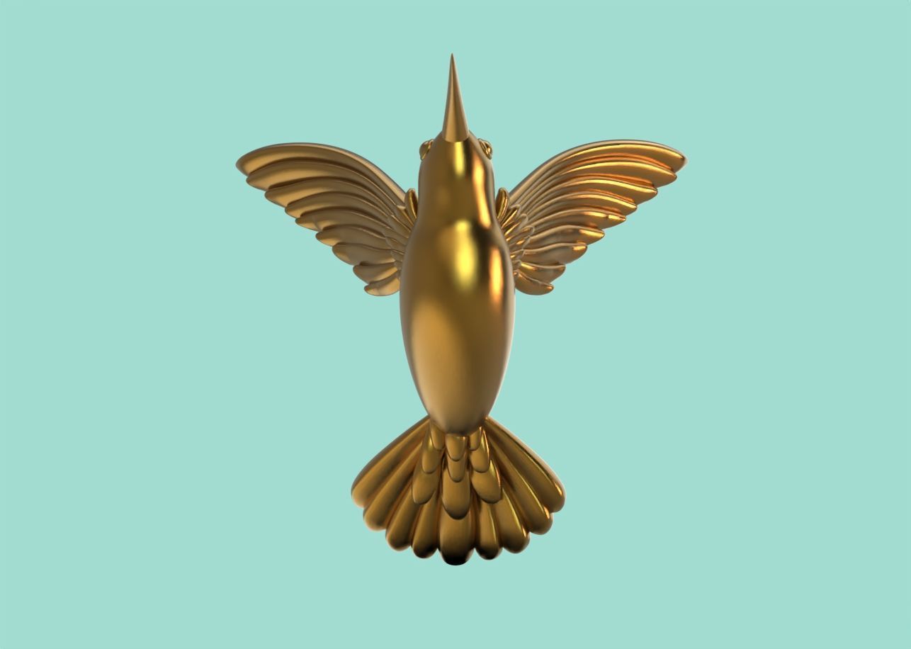 3d model of hummingbird opened wings 3D print model_5