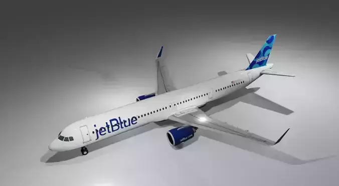 Jetblue airbus a321neo 3d model with cockpit  Low-poly 3D model