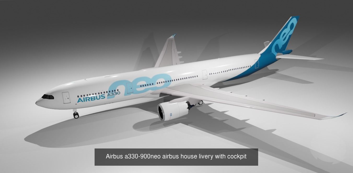 Airbus a330-900neo model with cockpit low poly 10 liveries 3D Model Collection_1