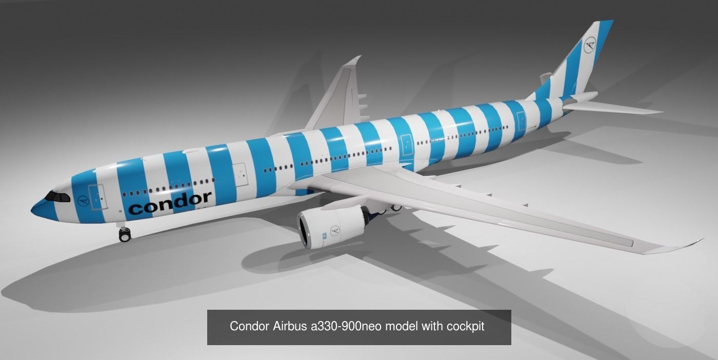 Airbus a330-900neo model with cockpit low poly 10 liveries 3D Model Collection_3