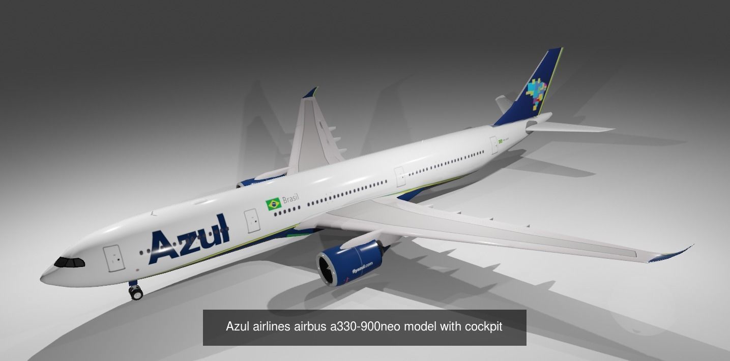 Airbus a330-900neo model with cockpit low poly 10 liveries 3D Model Collection_9