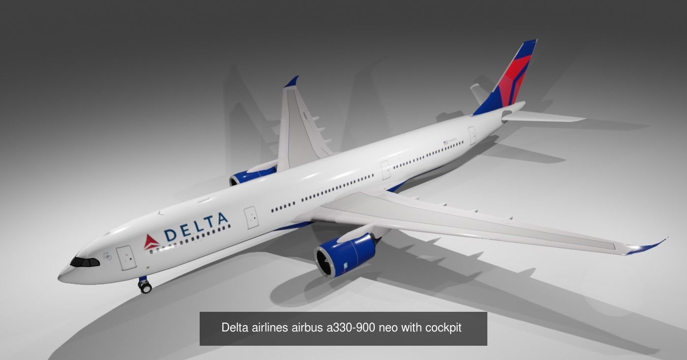 Airbus a330-900neo model with cockpit low poly 10 liveries 3D Model Collection_2