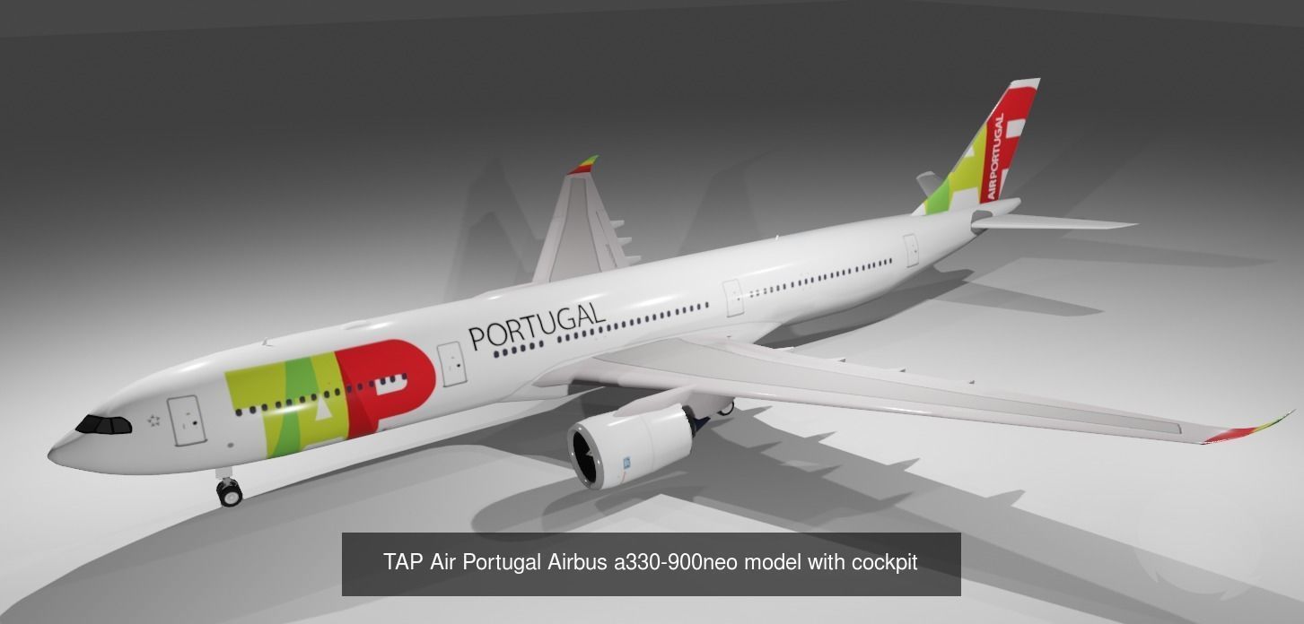 Airbus a330-900neo model with cockpit low poly 10 liveries 3D Model Collection_4