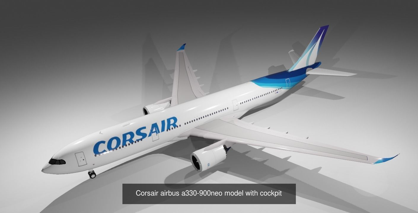 Airbus a330-900neo model with cockpit low poly 10 liveries 3D Model Collection_5