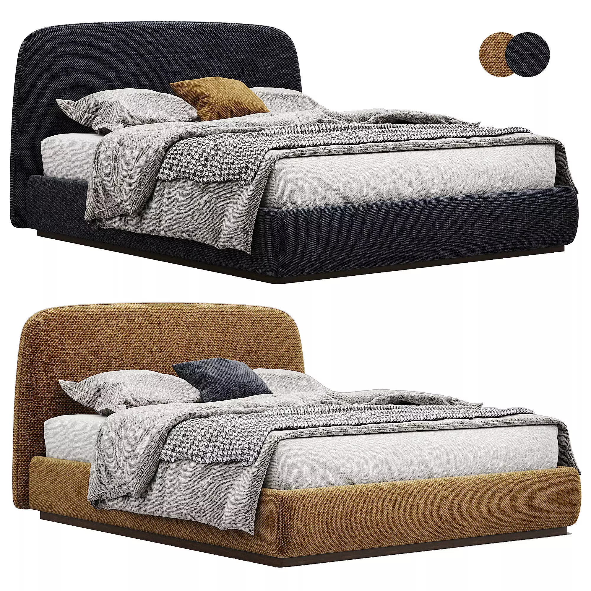 Velvet Bed by Alhome 3D model