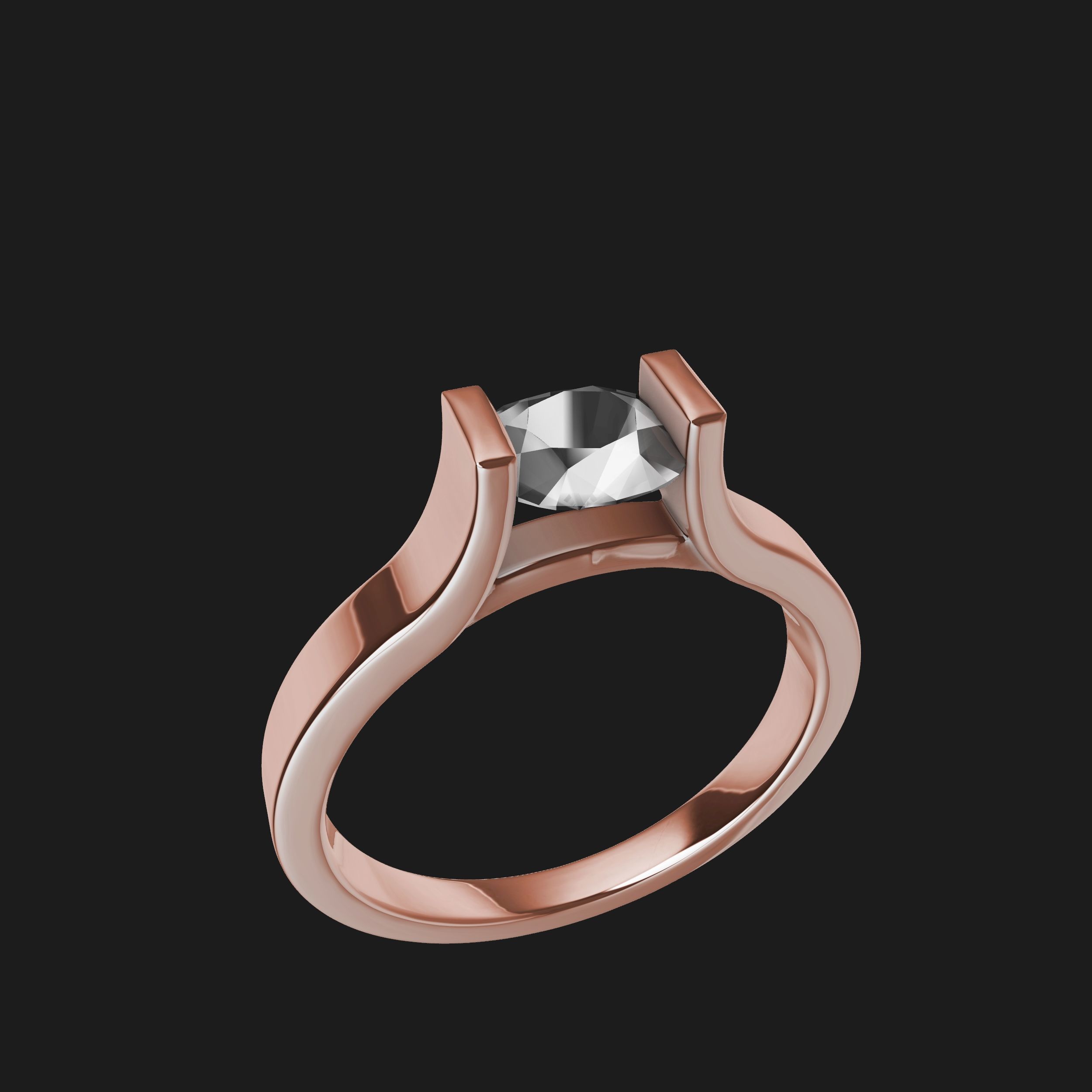 Stylish Tension Setting Ring 3D print model_2
