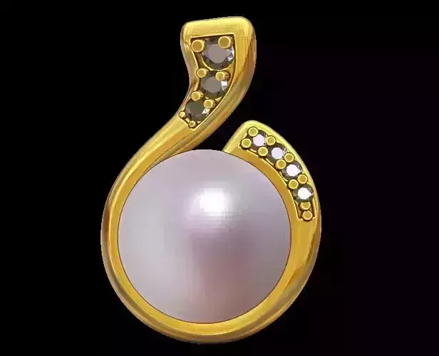 Half Moon Diamond Pearl Studs 3D print model