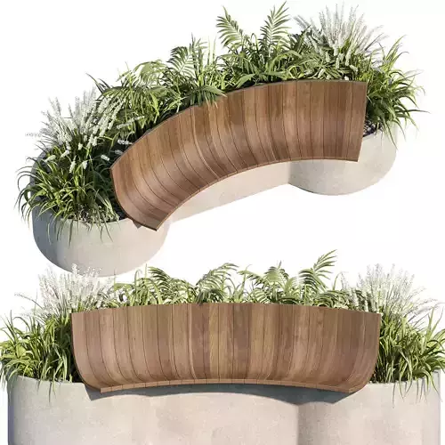 Bench with Plants - Urban Furniture 03