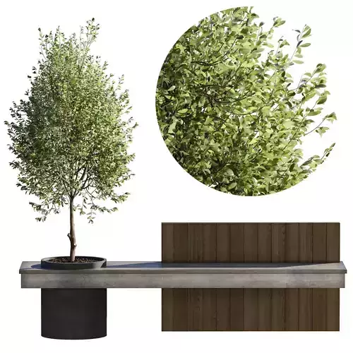  Bench with Plants - Urban Furniture 05