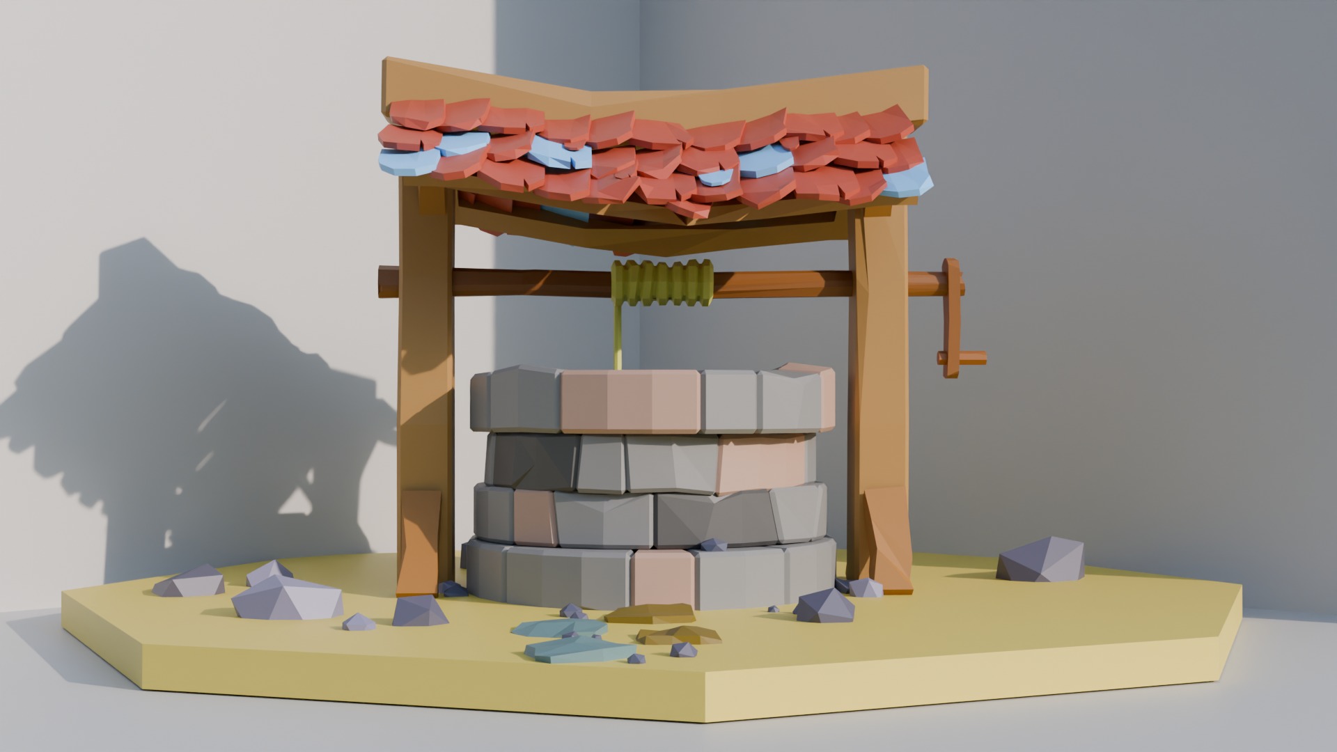 Low poly well model Free low-poly 3D model_2
