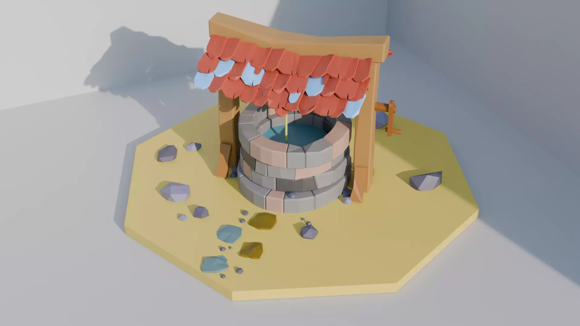 Low poly well model Free low-poly 3D model_0