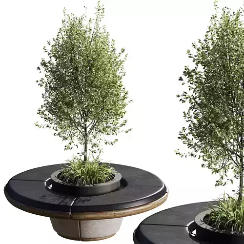 Bench with Plants - Urban Furniture 06