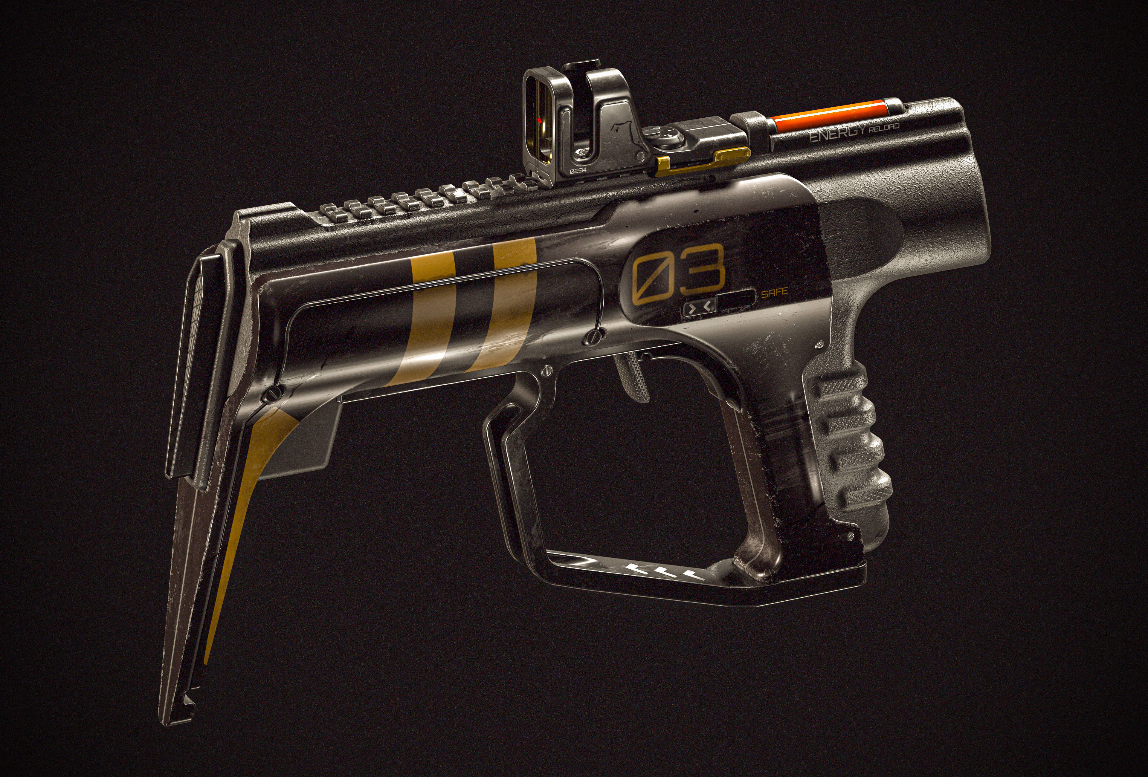 Sci-fi Beam SMG PBR Low-poly 3D model_11