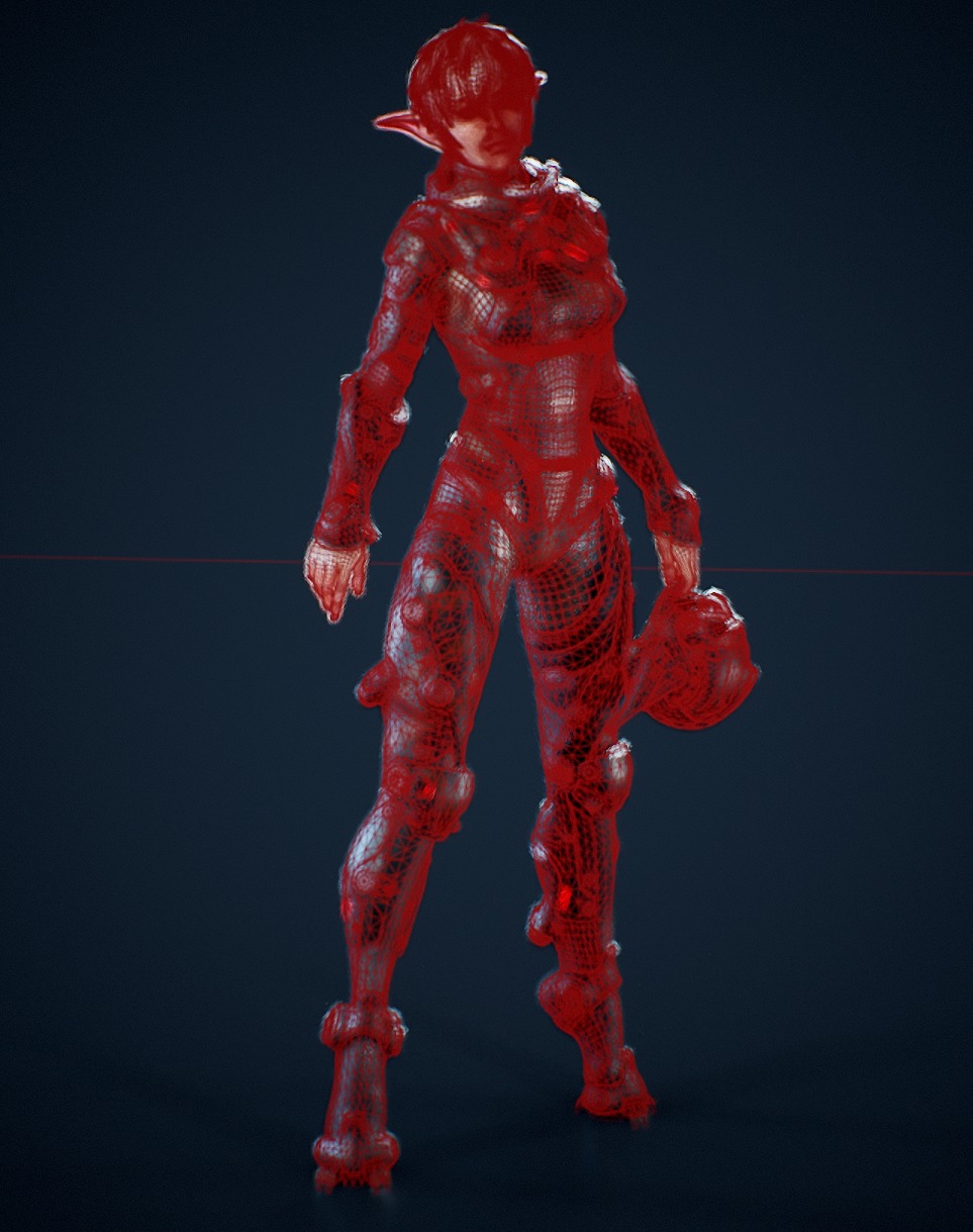 Space Elf Low-poly 3D model_6