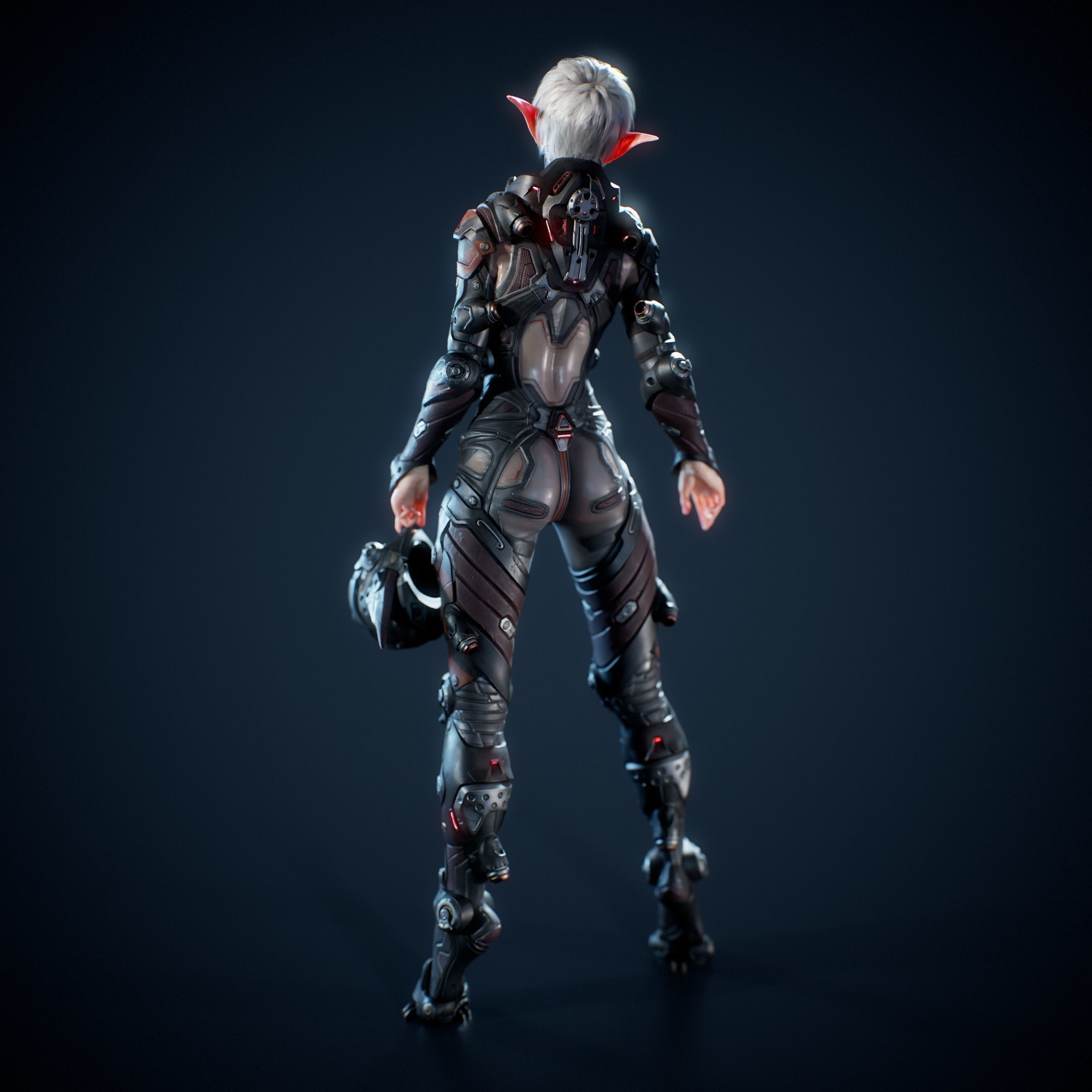 Space Elf Low-poly 3D model_3