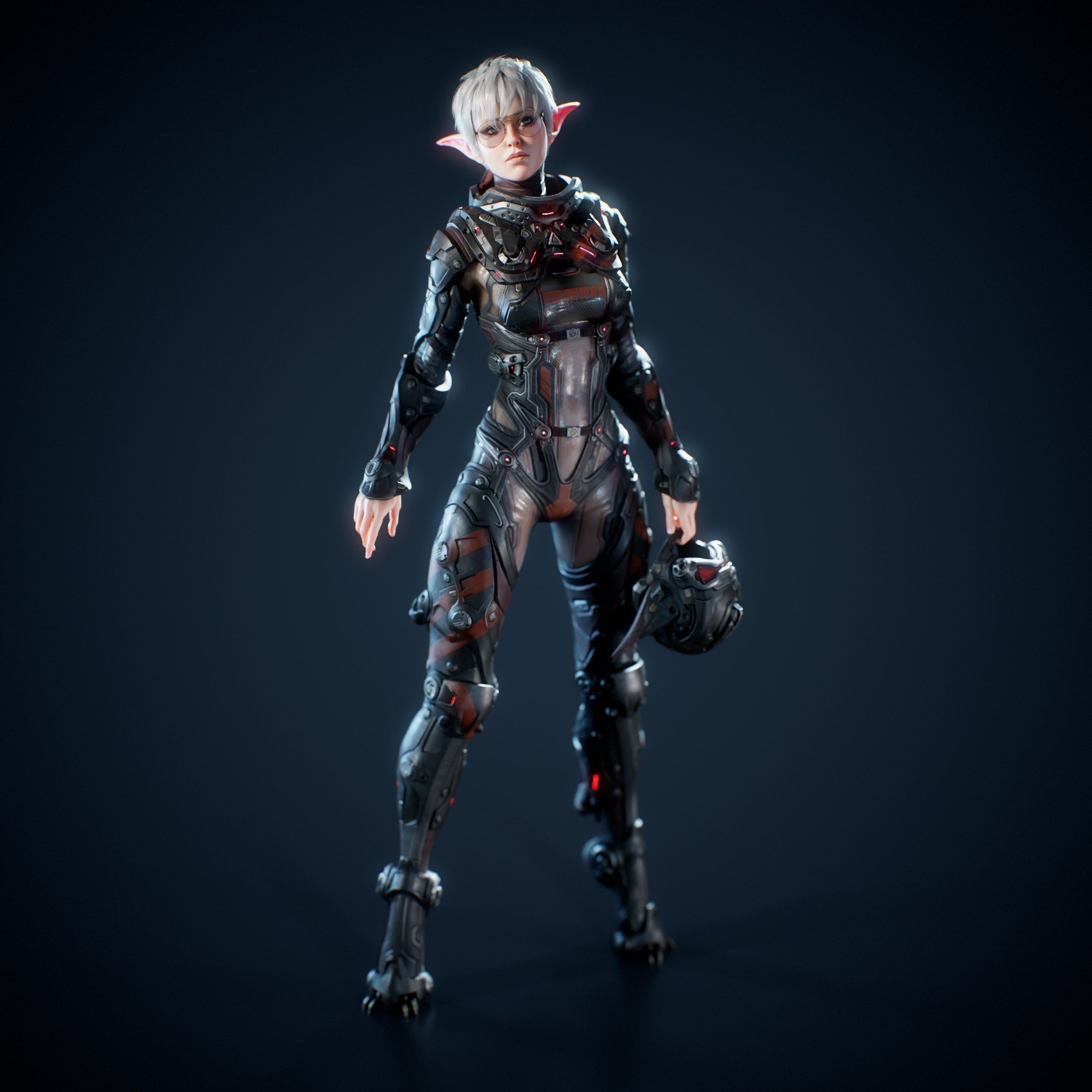 Space Elf Low-poly 3D model_2