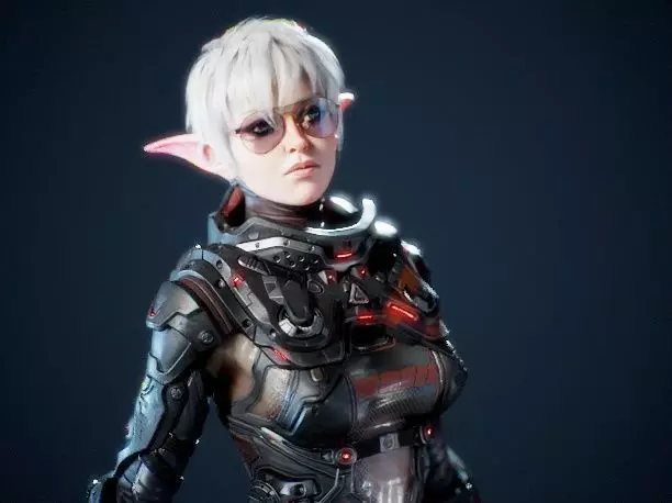 Space Elf Low-poly 3D model_0