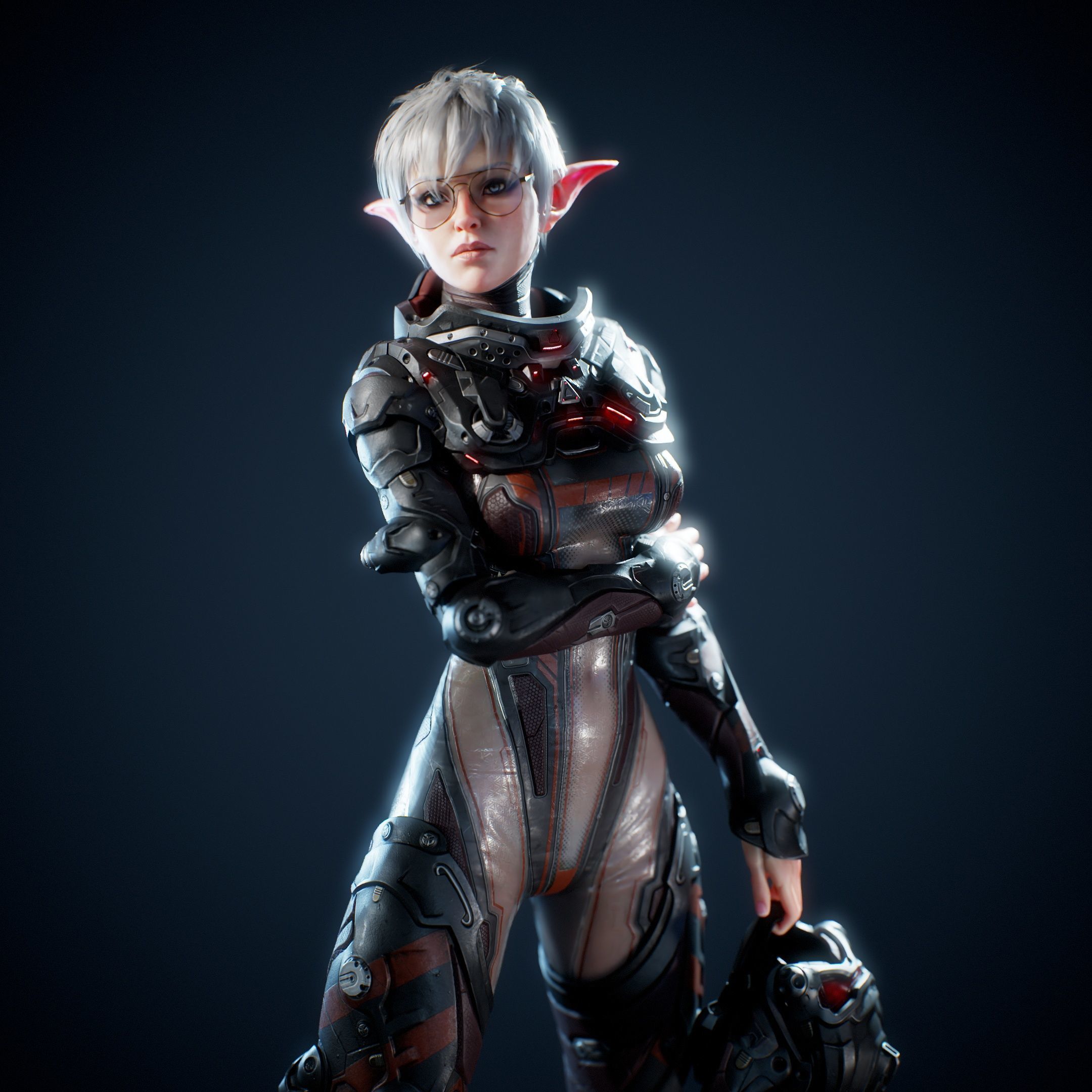 Space Elf Low-poly 3D model_4