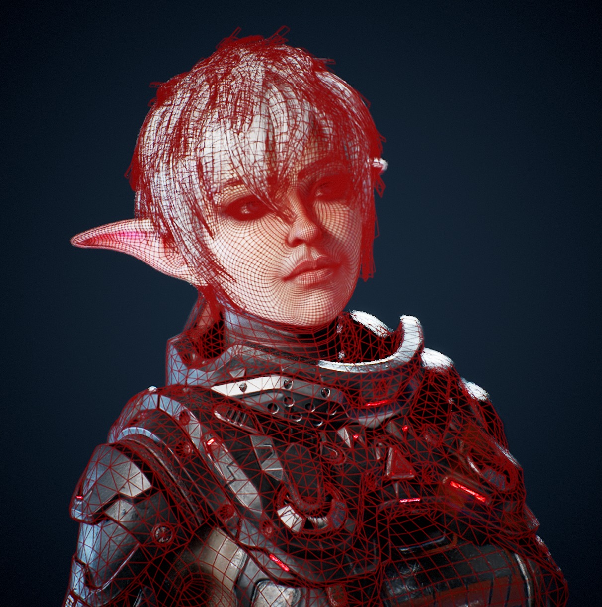 Space Elf Low-poly 3D model_5