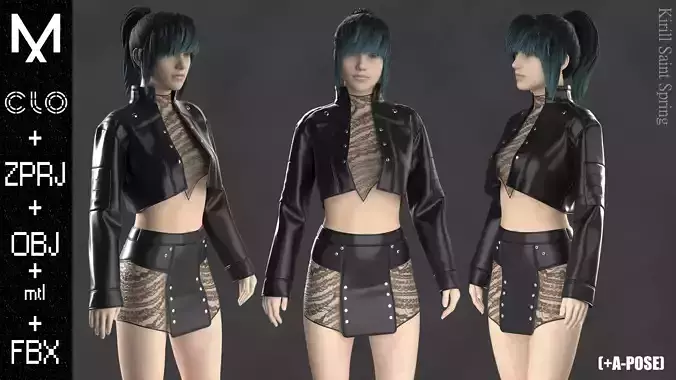 New Outfit FemaleMarvelous designer Clo3d OBJ mtl FBX ZPRJ