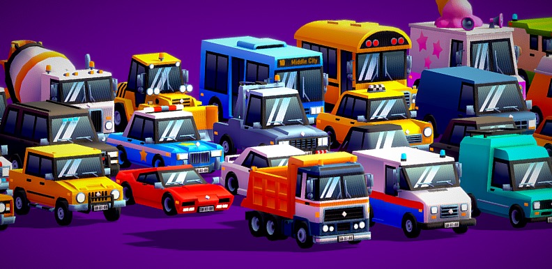 Cartoon Low poly Car Set - Vehicles Low-poly 3D models Low-poly 3D model_4