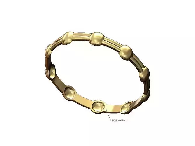Round disk link cuff bracelet bangle size55mm