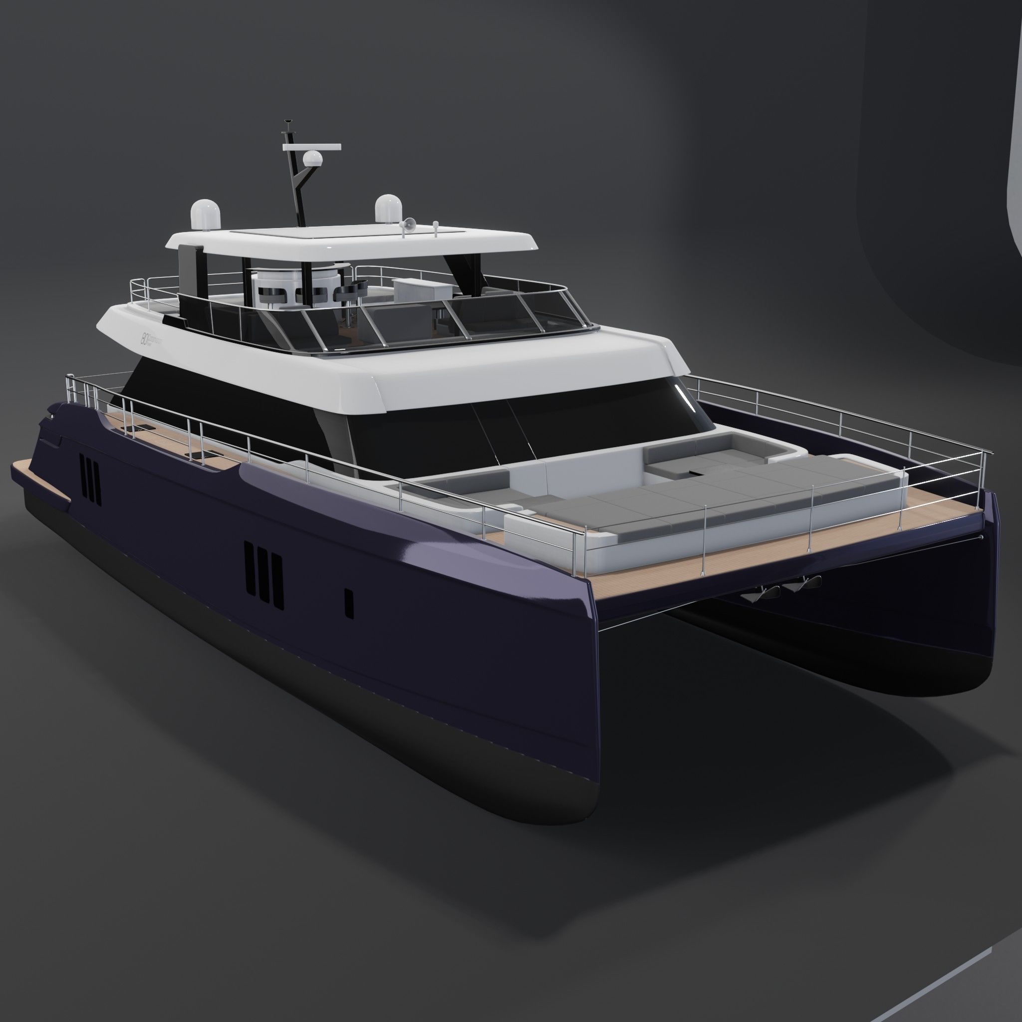 3D model 80 power catamaran Yacht beautiful Rendering PBR 3D model_5